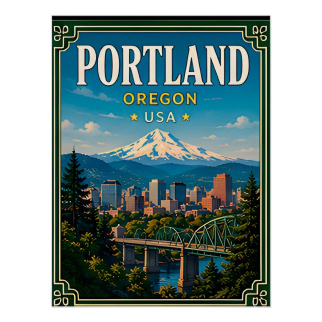 🌲 Portland Oregon Memory From Mountain View 🌲 Poster (Front)