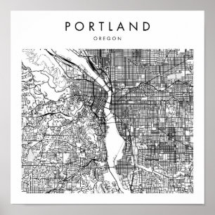 Portland Oregon Minimal Modern Street Map Poster