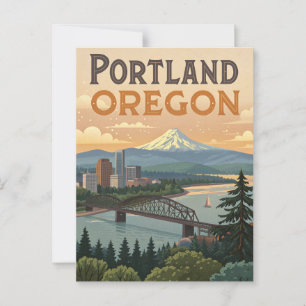 Portland Oregon Mount Hood Skyline Postcard