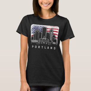 Portland Oregon Multnomah American Flag Vintage T- T-Shirt