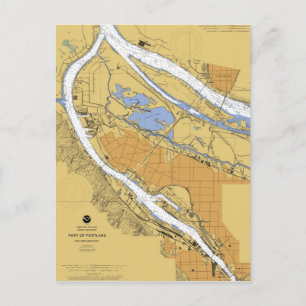 Portland Oregon Nautical Harbour Chart Postcard