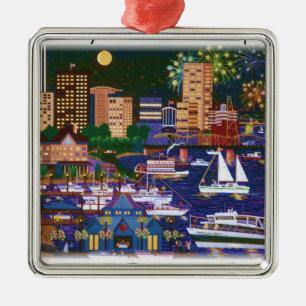 Portland Oregon @ Night Metal Tree Decoration