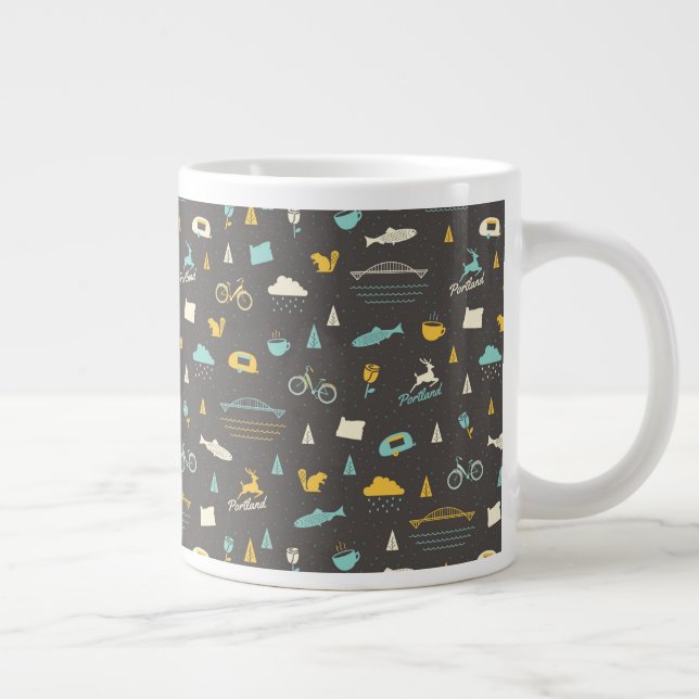 Portland, Oregon Pattern Large Coffee Mug (Right)