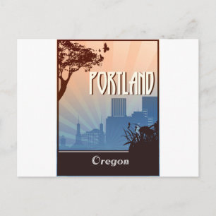 Portland, Oregon retro art Postcard