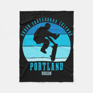 Portland Oregon Skateboarder Urn Skateboarding 5 Fleece Blanket