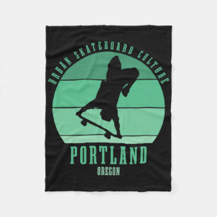 Portland Oregon Skateboarder Urn Skateboarding Fleece Blanket