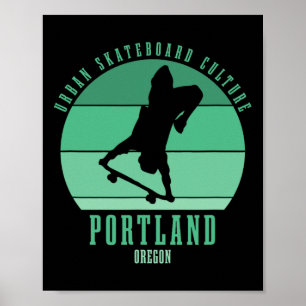Portland Oregon Skateboarder Urn Skateboarding  Poster