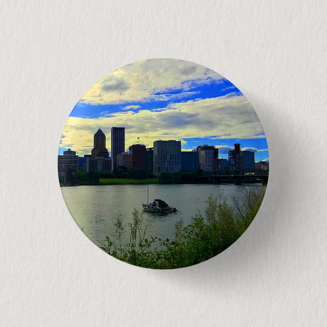 Portland, Oregon Skyline #1 Button (Front)