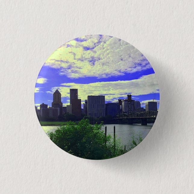 Portland, Oregon Skyline #2 Button (Front)