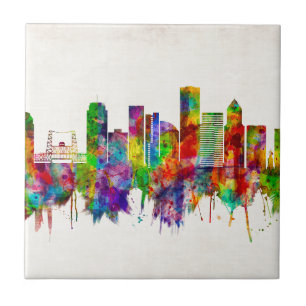 Portland Oregon Skyline Ceramic Tile