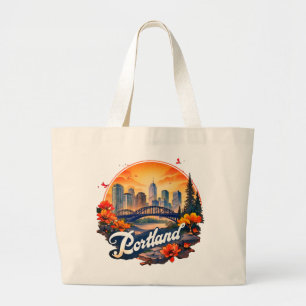 Portland Oregon Skyline Large Tote Bag