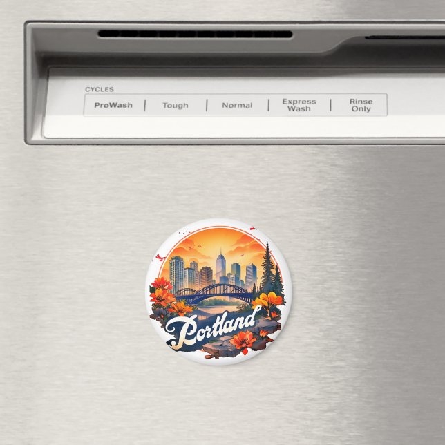 Portland Oregon Skyline Magnet (In Situ (Dishwasher))