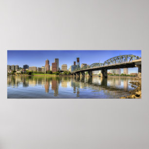 Portland Oregon Skyline Water Reflection Poster