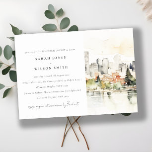 Portland Oregon Skyline Wedding Rehearsal Dinner Invitation