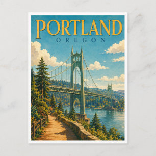 Portland Oregon St. Johns Bridge GeoSaga Postcard