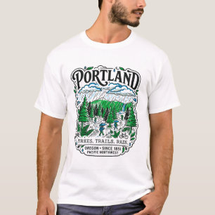 Portland Oregon Trees Trails Rain Pacific Northwes T-Shirt