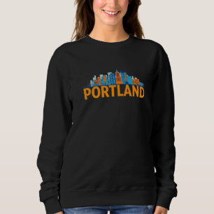 Portland Oregon USA City Skyline Silhouette Outlin Sweatshirt