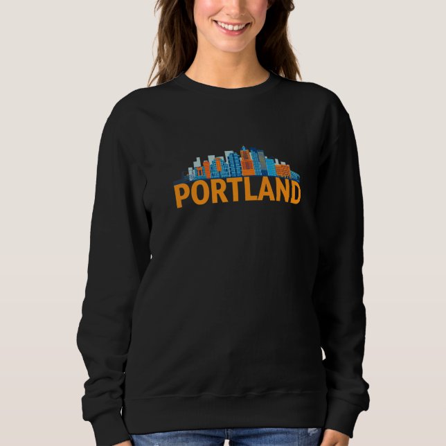 Portland Oregon USA City Skyline Silhouette Outlin Sweatshirt (Front)