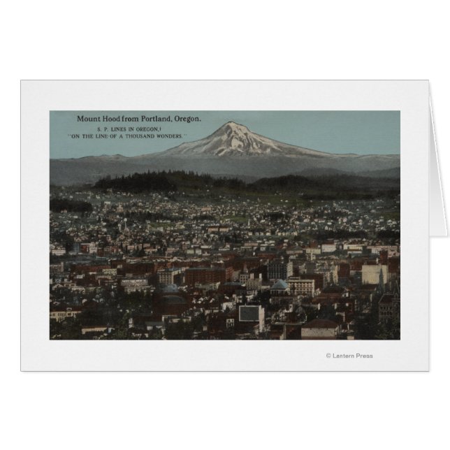 Portland, Oregon - View of Downtown with Mt (Front Horizontal)
