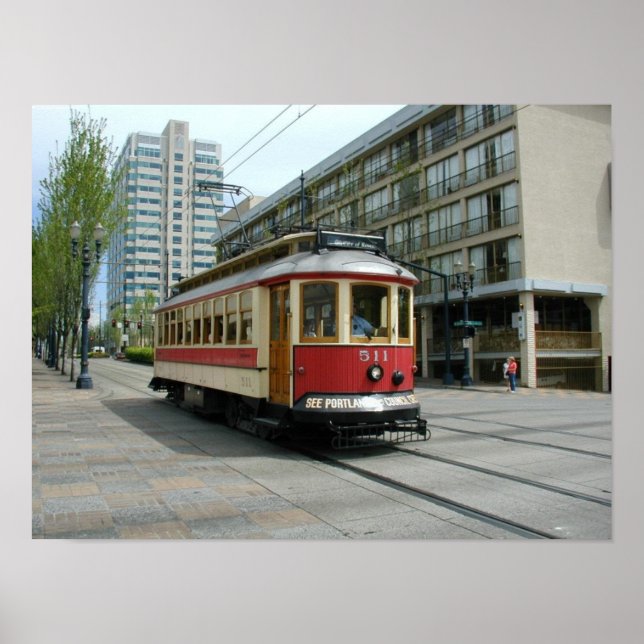Portland Oregon Vintage Trolley Poster (Front)