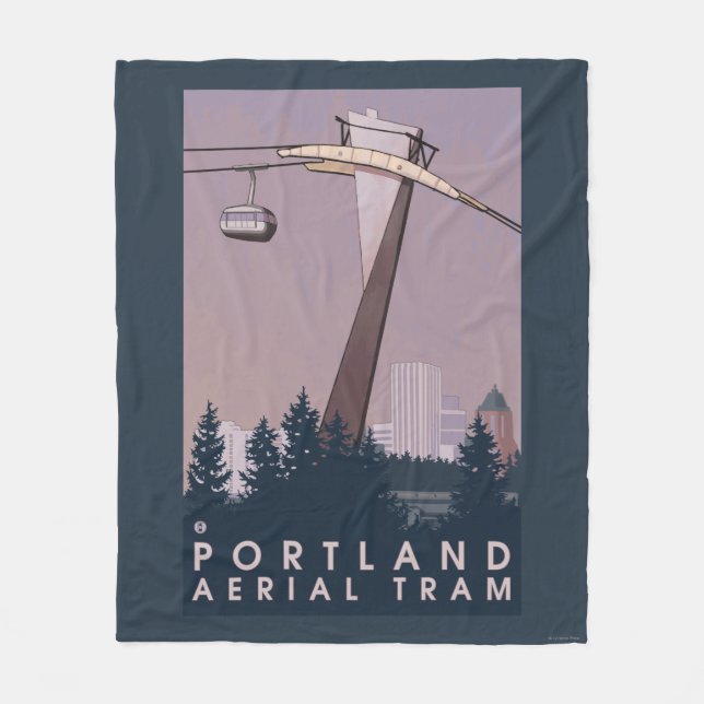 Portland, OregonAerial Tram Scene Fleece Blanket (Front)