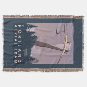 Portland, OregonAerial Tram Scene Throw Blanket