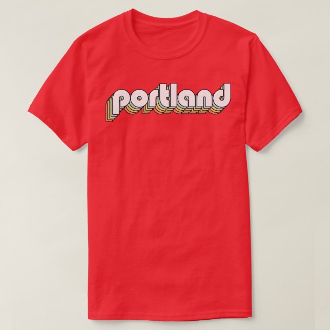 Portland Retro Rainbow Typography Faded Style T-Shirt (Design Front)