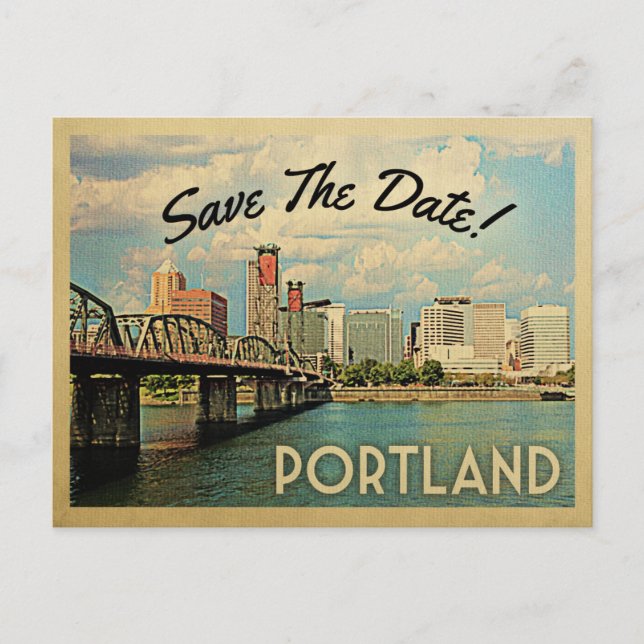 Portland Save The Date Oregon Announcement Postcard (Front)