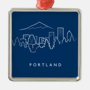 Portland Skyline Metal Ornament