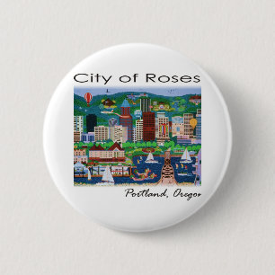 Portland~ The City of Roses 6 Cm Round Badge
