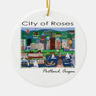 Portland~ The City of Roses Ceramic Ornament