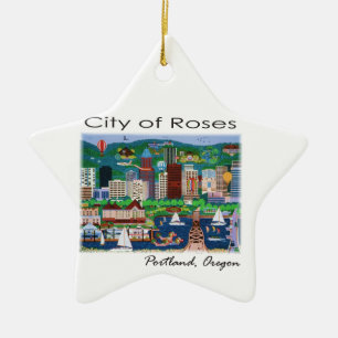 Portland~ The City of Roses Ceramic Tree Decoration