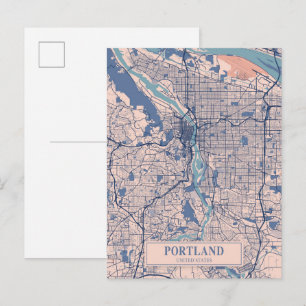 Portland United States Breezy City Map Travel Postcard
