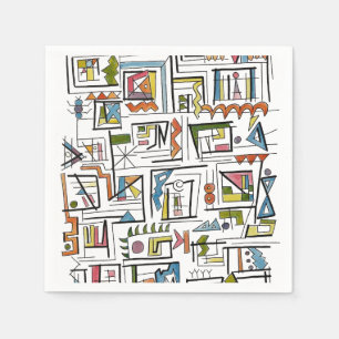 Portland-Whimsical Abstract Geometric Art Napkin