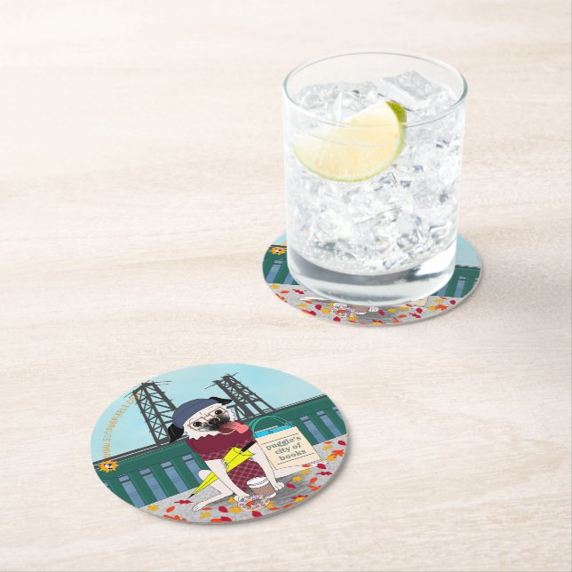 Portlandia Pug: Anarchist Jurisdiction Paper Coast Round Paper Coaster (Insitu)