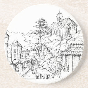 Portmeirion North Wales Pen and Ink Sketch Coaster