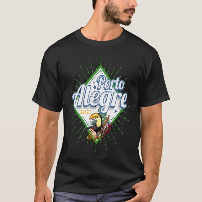 Porto Alegre Rio Grande do Sul Brazil Retro Toucan T-Shirt (Front)