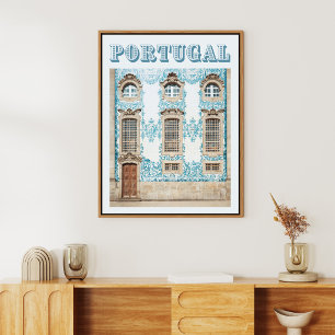 Porto Azulejo Church Wall, Portugal Travel Poster
