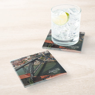 Porto bridge over Douro River, Portugal Glass Coaster