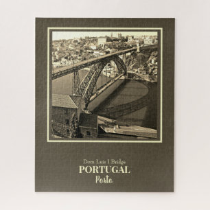 Porto bridge over Douro River, Portugal, sepia Jigsaw Puzzle
