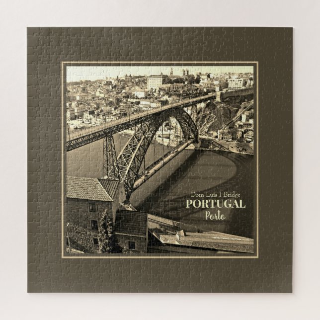 Porto bridge over Douro River, Portugal, sepia Jigsaw Puzzle (Vertical)