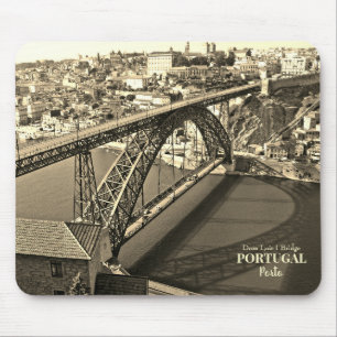 Porto bridge over Douro River, Portugal, sepia Mouse Pad