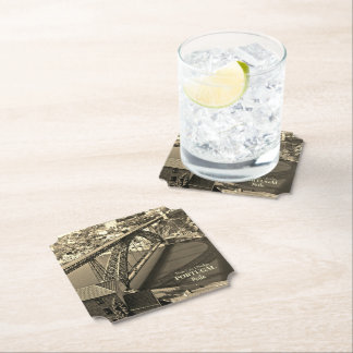 Porto bridge over Douro River, Portugal, sepia Paper Coaster