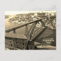 Porto bridge over Douro River, Portugal, sepia