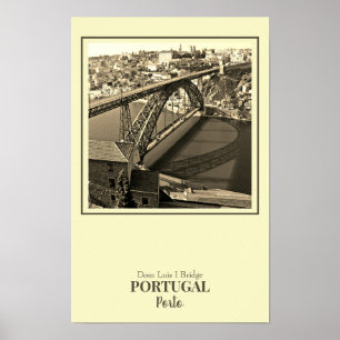 Porto bridge over Douro River, Portugal, sepia Poster