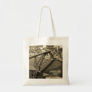 Porto bridge over Douro River, Portugal, sepia Tote Bag