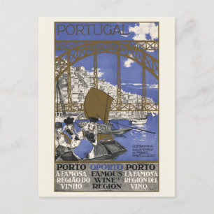 Porto Famous Wine Region Portugal Vintage Poster Postcard