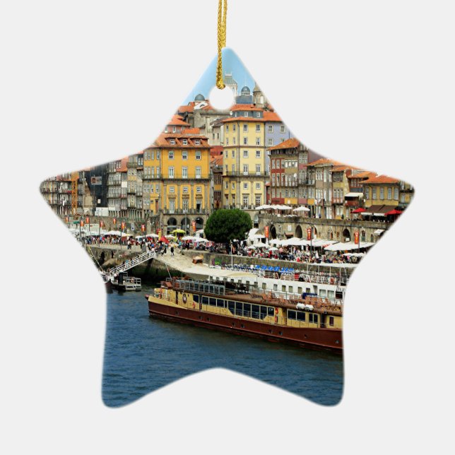 Porto, Portugal Ceramic Tree Decoration (Front)