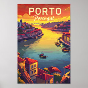 Porto Portugal Famous Vintage Travel Place Poster