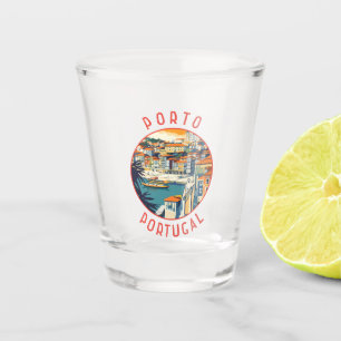 Porto Portugal Retro Distressed Circle Shot Glass